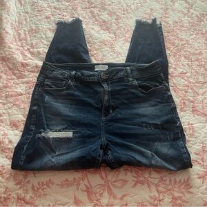 Women's Distressed Blue Jeans